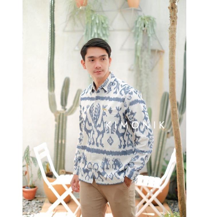 PALING LARIS BAJU TENUN KIMONIK SAKURA SHIRT NAVY NTT / KEMEJA MADAM NTT FULL TENUN / KEMEJA NONA NT