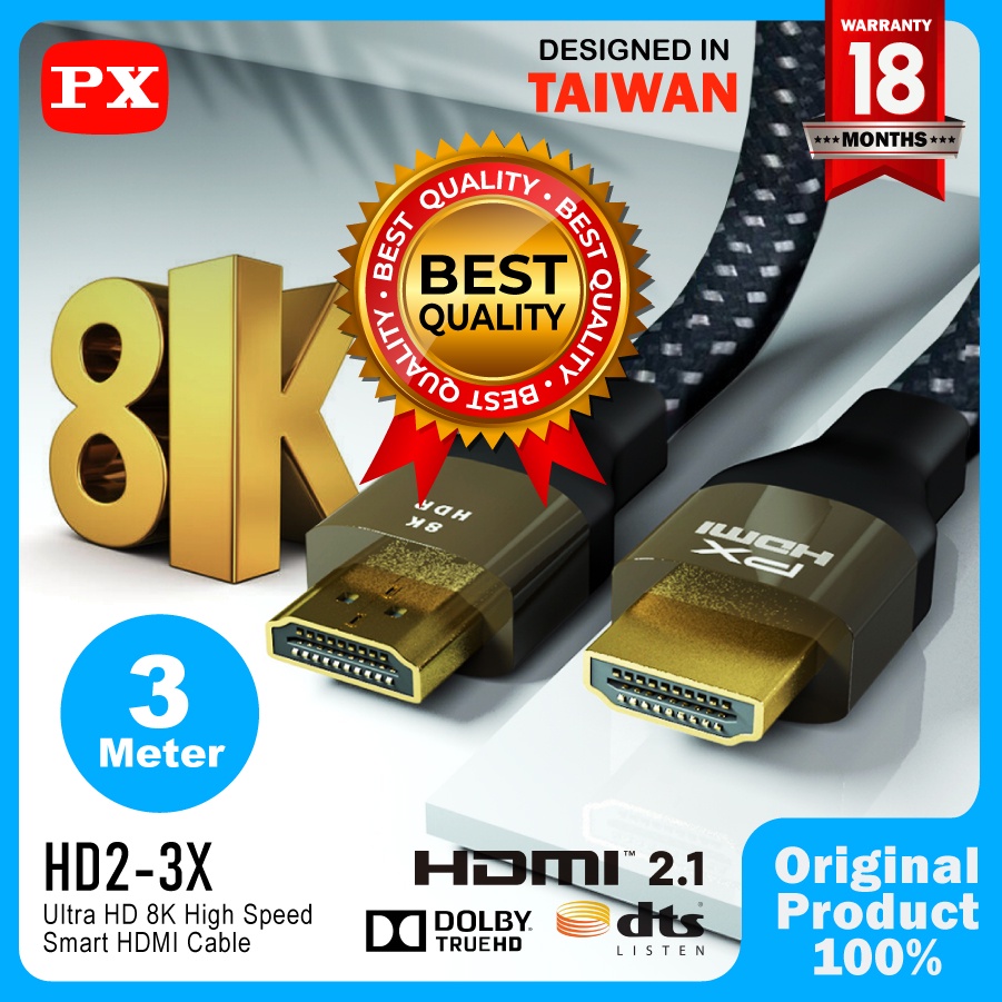 HDMI Kabel 2.1 High-Speed 8K HDR Smart HDMI Cable 3M PX HD2-3X