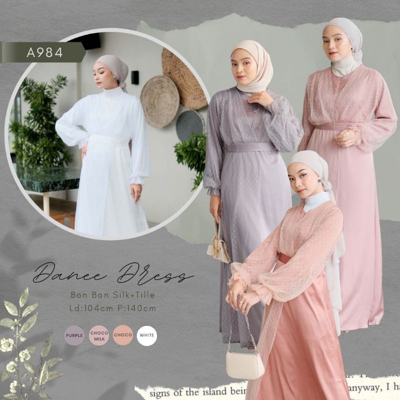 Grosir Danee Dress 984 bahan bonbon silk mix tille Ld 104 super best seller