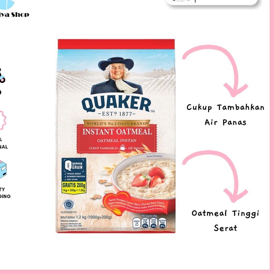 

♤ Quaker Instant Oatmeal 1200gr Merah 1.2 kg Exp Januari 2026♣