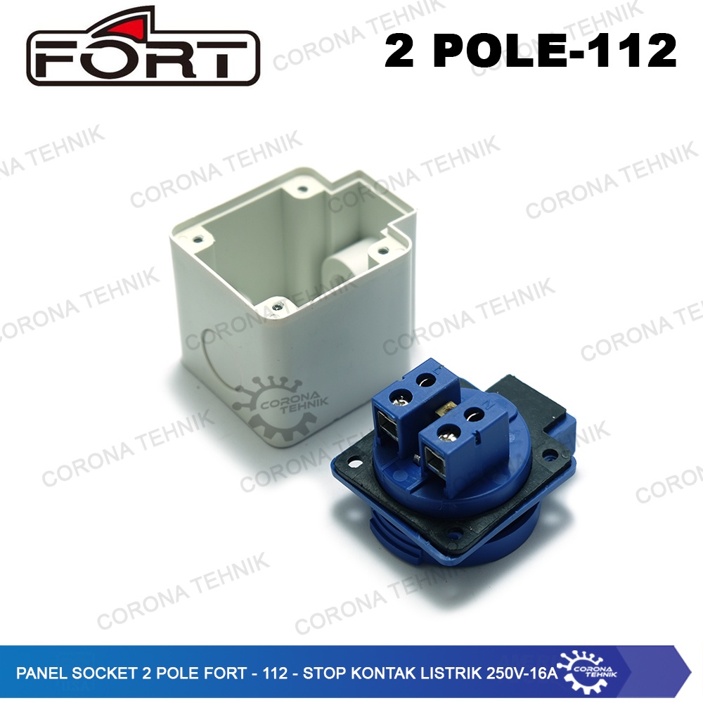 FORT - 112 - Stop Kontak Listrik 250V - 16A Panel Socket 2 Pole