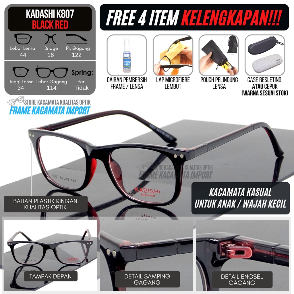 Frame Kacamata Kecil Pria Wanita Anak Lensa Anti Radiasi Minus