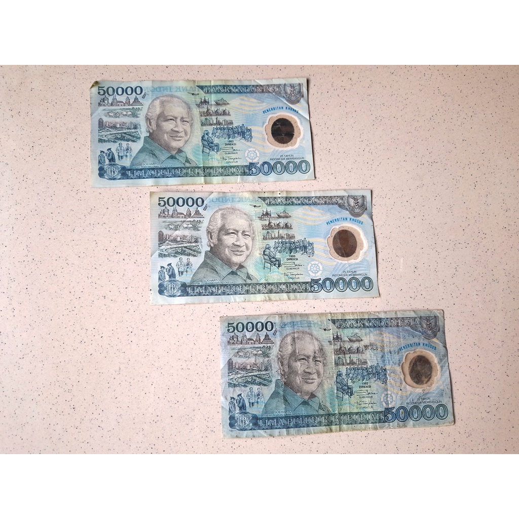 Uang Kuno 50.000 Polymer 25 Tahun Indonesia Membangun Edisi 1993