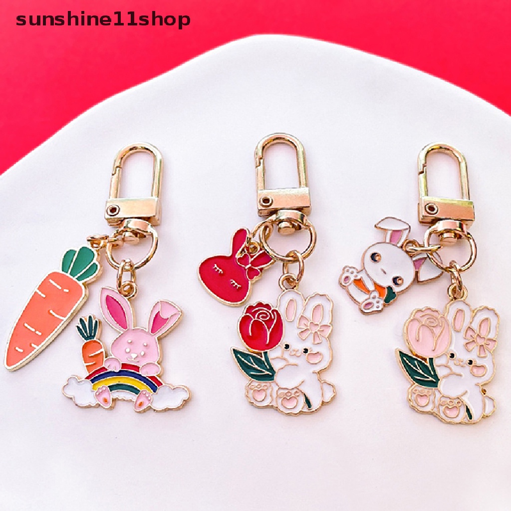 Sho Gantungan Kunci Hewan Lucu Kelinci Key Ring Enamel Gantungan Kunci Untuk Wanita Pria Penutup Headphone Keyring Hadiah N