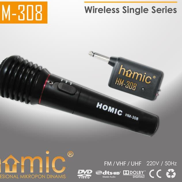 ○ HOMIC HM-308 MIC KAROKE 2 FUNGSI BISA TANPA KABEL DAN DENGAN KABEL / MIC WIRELESS ▼