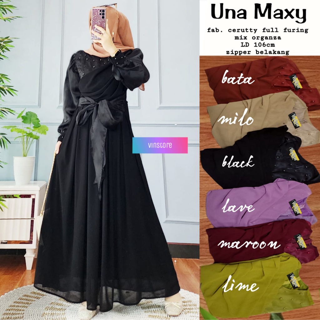 UNA MAXY DRESS ORIGINAL VINSTORE | TERUSAN WANITA HIJAB KEKINIAN