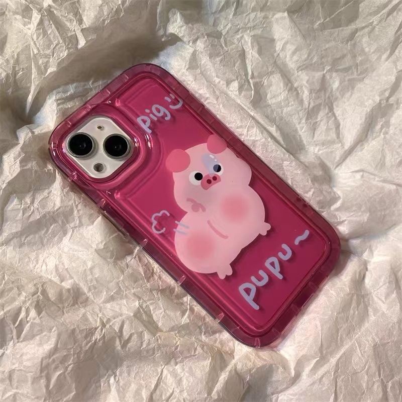 IPHONE Casing Ponsel Lucu Pink Transparan Kompatibel Untuk Iphone14 13 11 12 Pro XS Max X Xr7 +8 Plus Casing Lembut TPU Silikon Shockproof Cover