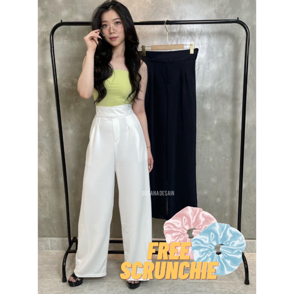 1203 PUTIH CELANA KULOT WANITA SCUBA PREMIUM | HIGHWAIST PANTS CULLOTE | CELANA PANJANG JUMBO