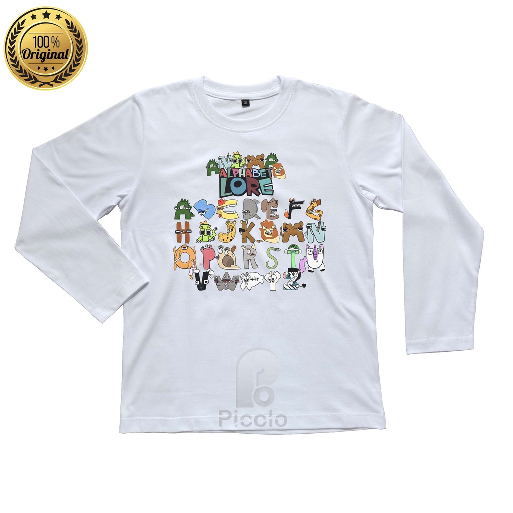 (FREE NAMA) BAJU KAOS ATASAN LENGAN PANJANG ANAK MOTIF ALPHABET LORE ANIMAL UNISEX