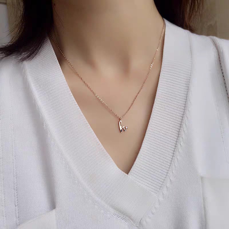 Kalung Rantai Dengan Liontin Huruf H Untuk Wanita | Kalung Rantai Dengan Liontin Hati Untuk Wanita | Aksesoris Bahan Titanium Steel 18K Warna Rose Gold | Perhiasan Bahan Stainless Steel