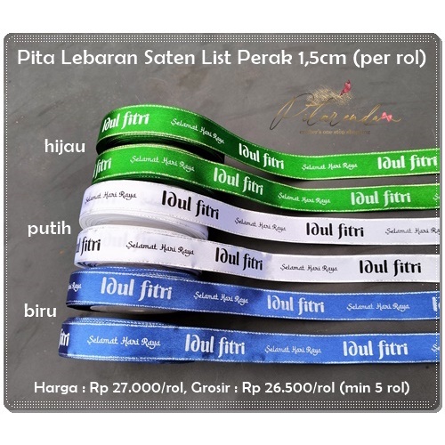 

GALB-279 : Pita Lebaran Saten List Perak 1,5cm (per rol)