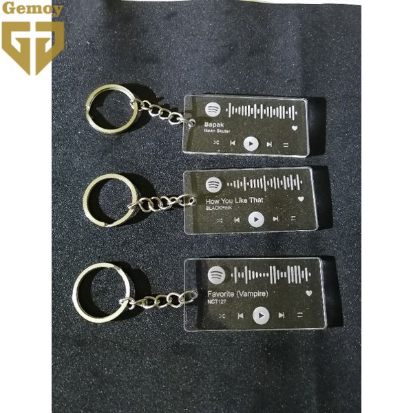 Gantungan Kunci Keychain Ganci Spotify Akrilik Acrylic - Custom Lagu &amp; Playlist - Barcode Scan