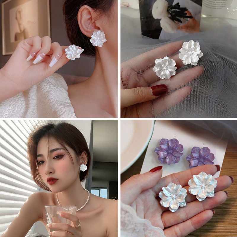 Anting Tusuk Bunga Putih Untuk Wanita Flower Earring New Modern Korea Fashion Lucu Remaja Gadis Pesta Aksesoris Perhiasan