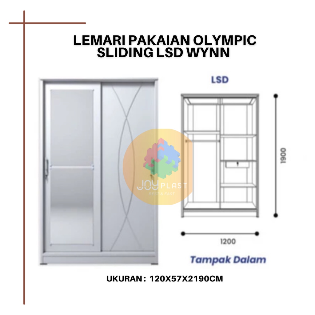 Lemari Pakaian Kayu Sliding Putih Cermin Olympic LSD WYNN