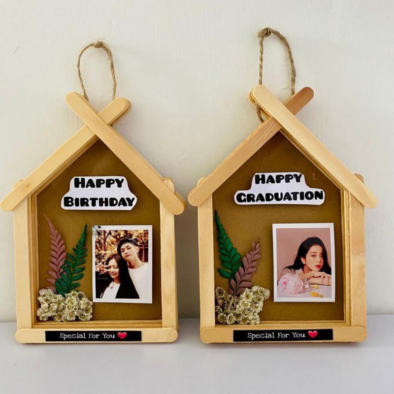 CRAFTIVY - FRAME FOTO ESTETIK BINGKAI KAYU RUSTIC BENTUK RUMAH