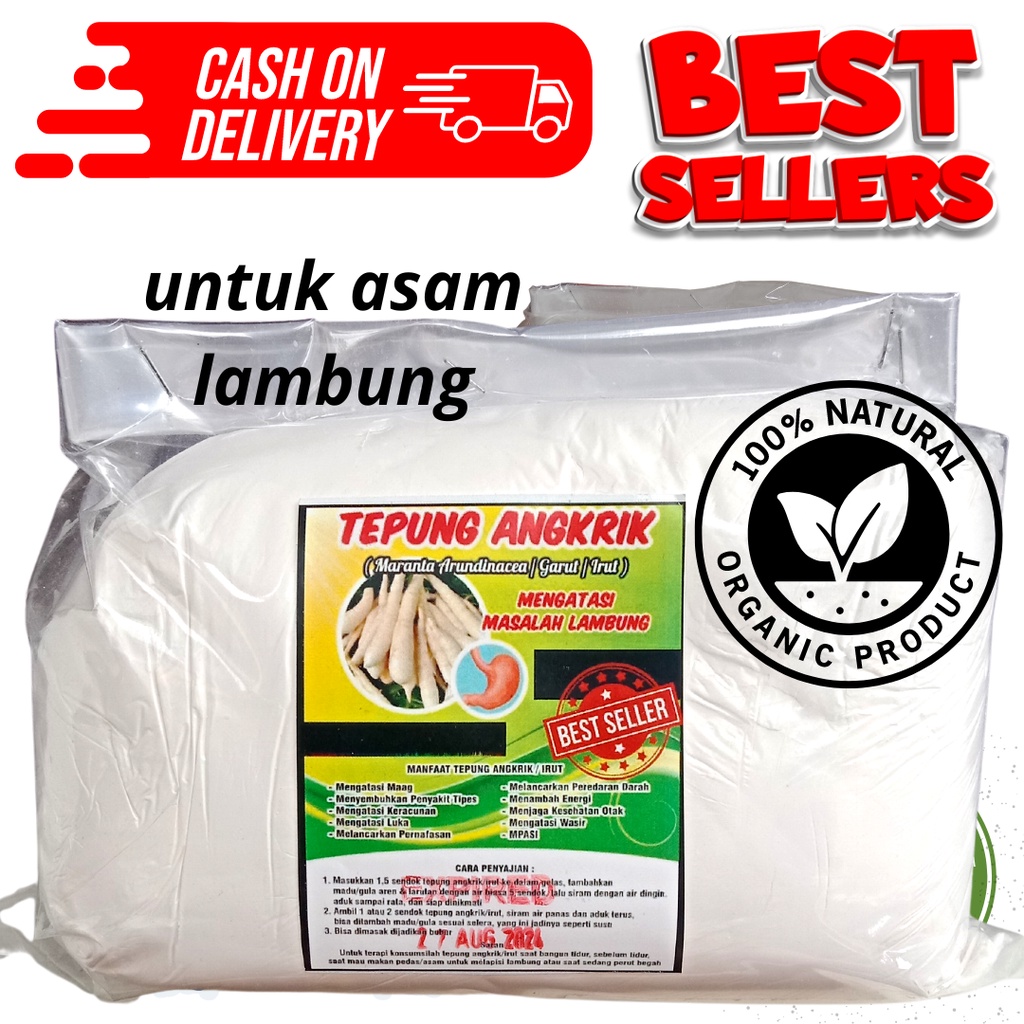 

TEPUNG GARUT PATI ASAM LAMBUNG/ANGKRIK ARROWROOT 500Gr ASLI HALUS