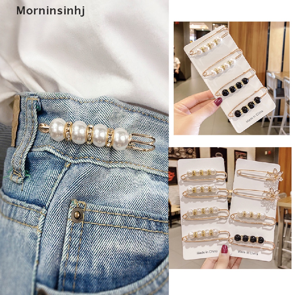 Mornin 10pcs Mutiara Bros Pengencang Pinggang Pin Anti-Cahaya Membuka Bawah Bros id