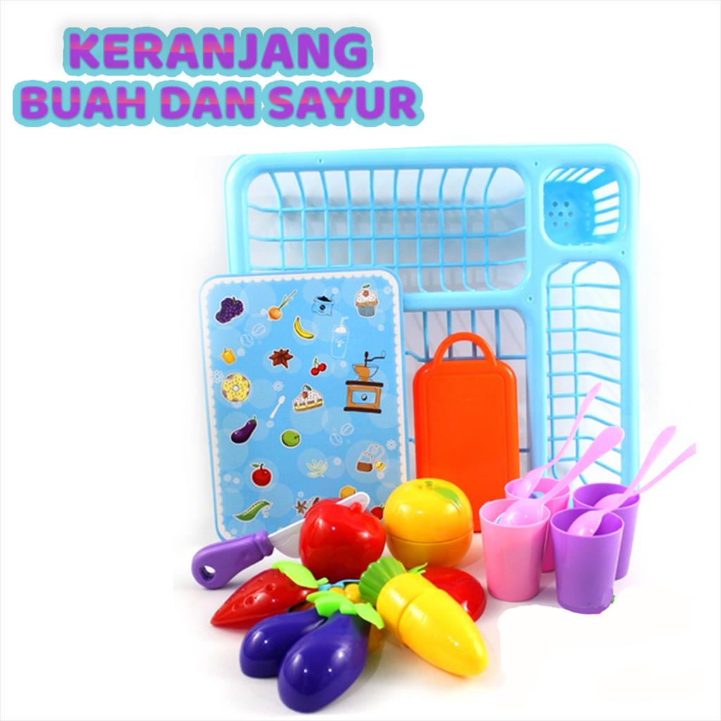 Mainan Keranjang Buah dan Sayuran / Satu Set Mainan /Mainan Potong Ice Cream Set Besar / Mainan Edukasi Masak-Masakan / Mainan My Favorite Fruits YK43