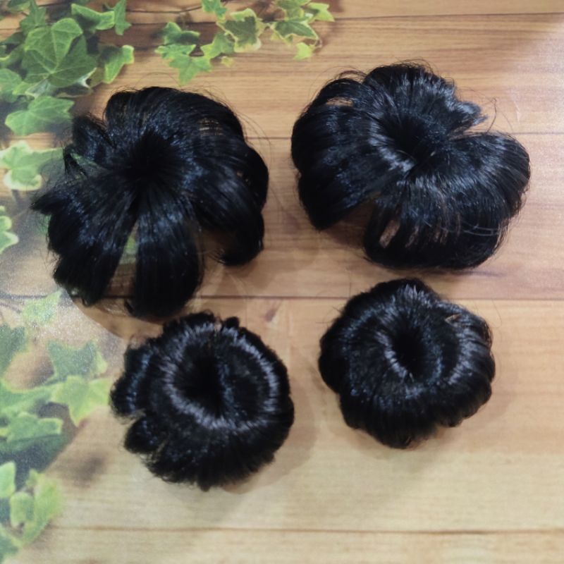 2 PC Jepit Rambut Palsu Bayi Anak Model Ball Hair Cepol Lucu