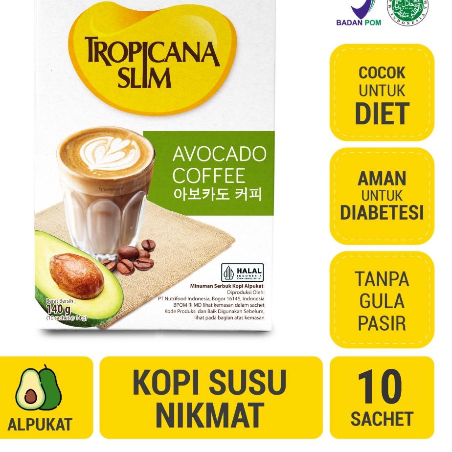 

♦ Tropicana Slim Avocado Coffee 10 Sachet - Kopi Susu Nikmat Tanpa Gula Pasir ♧