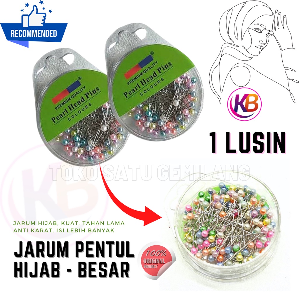 1 LUSIN (12 BOX) Jarum Pentul Mutiara Mika Bulat Besar - Jarum Pentul Stainless Nemoto Anti Karat - 