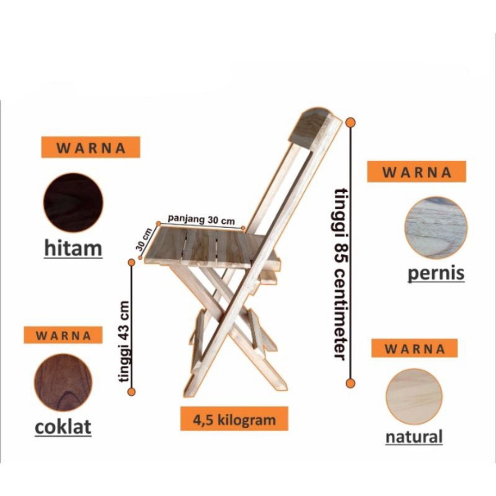 KURSI LIPAT | KURSI TERAS | KURSI BELAJAR (KAYU JATI)