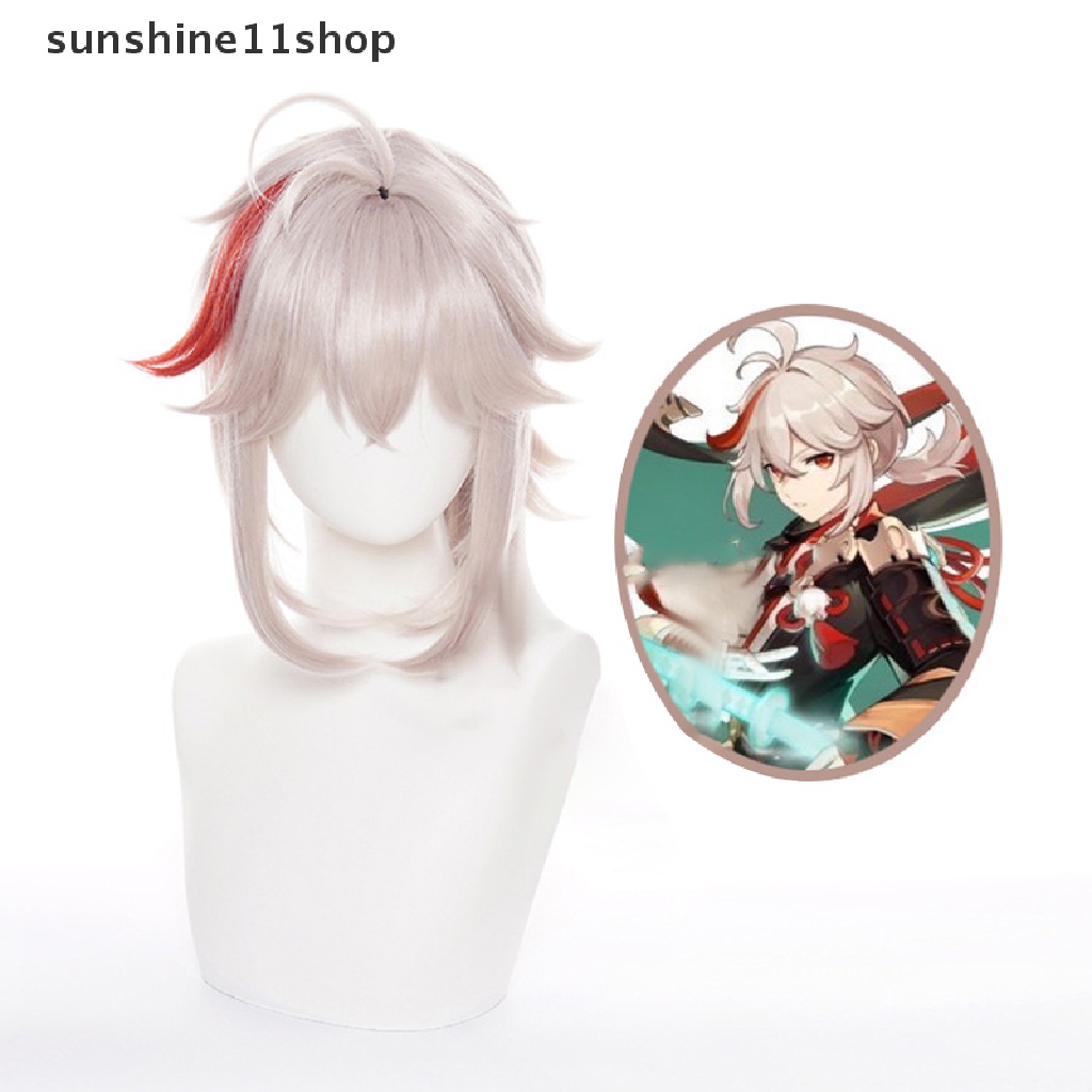 Wig Cosplay SHO Genshin Impact Kazuha Pink Mixed Red Wig Cosplay Anime Cosplay Rambut Palsu N