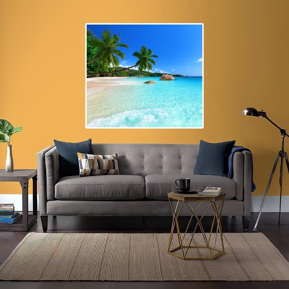 LUKISAN POSTER CETAK GAMBAR PEMANDANGAN PINGIR PANTAI HIASAN DINDING RUANG TAMU ATAU KAMAR 01 TERLAR