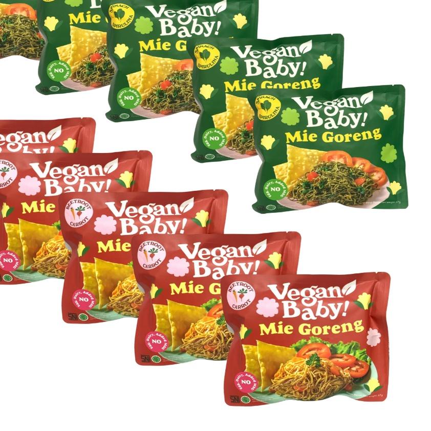

✱ Vegan Baby mie goreng instant bayam spirulina Wortel Beet 10Pcs ➩