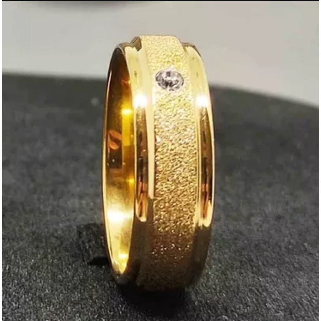 Cincin Couple Hitam Titanium Stainless Steel Pasir Mata 1 Dan Sisi Rata Polos Anti Karat Selamanya Ring Fashion Pria Wanita Gaul Metal Gaya Elegan Kasual