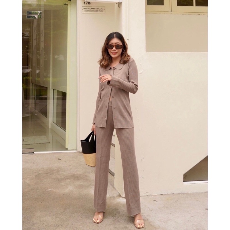 Set Knit Carly Set Knit Bangkok Set blouse button + Pants