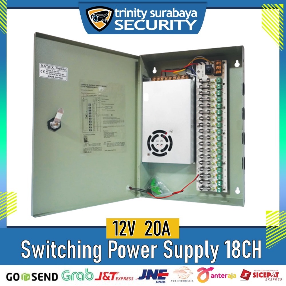 PSU Power Supply CCTV Box 12V 20A - PSU box CCTV -