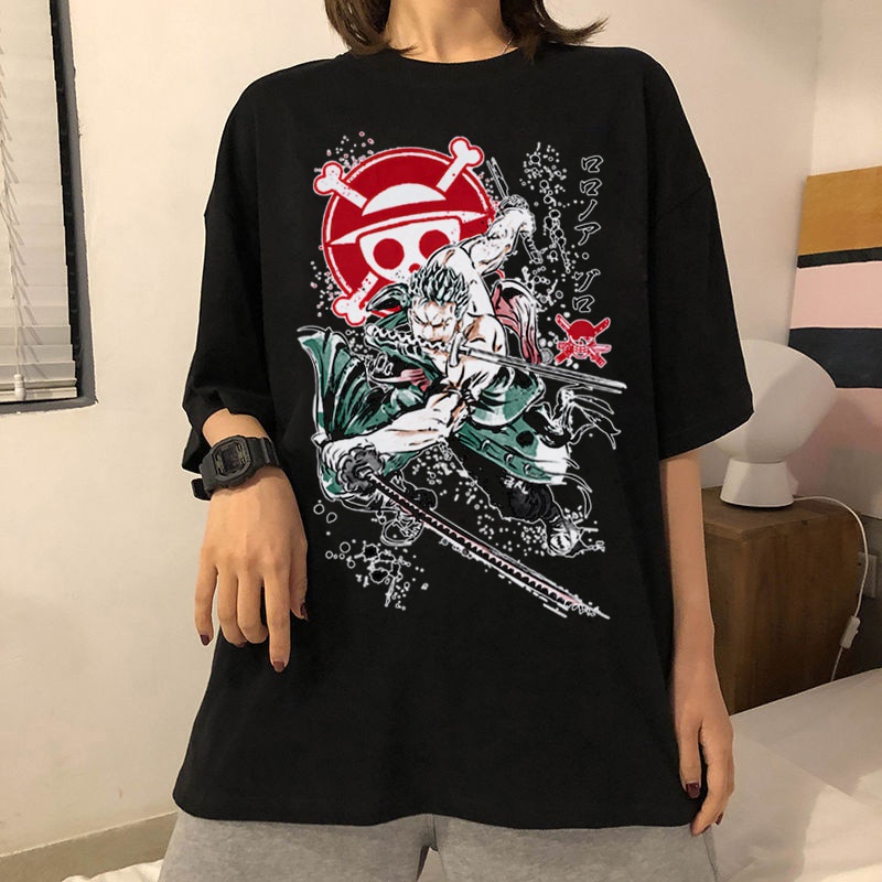 Promo Kaos Pria Wanita Harajuku One Piece Roronoa Zoro Luffy Sauron Kaus Anime Jepang Kartun Lucu Wanita Kaus Atasan Kaus Grafis Kawaii Streetwear