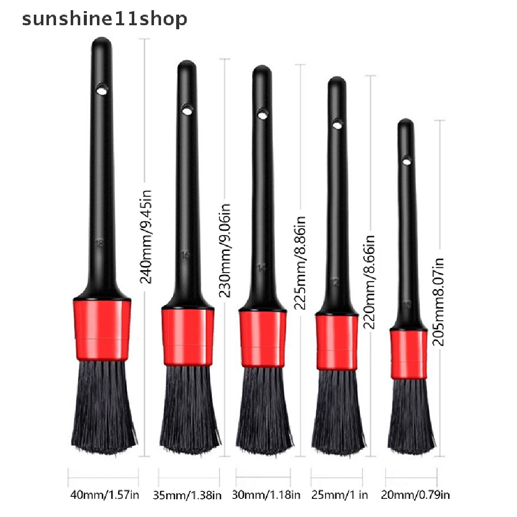 Sho 5PCS Car Brushes Set Sikat Detailing Mobil Bulu Panjang Lembut Untuk Membersihkan Mobil N