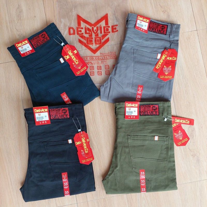 Celana Chino Model Jeans Saku Tempel Bahan Melar by DELVICE / Celana Panjang Fesyen Pria Terbaru Model jeans size 29 - 34 Celana Kerja Harian