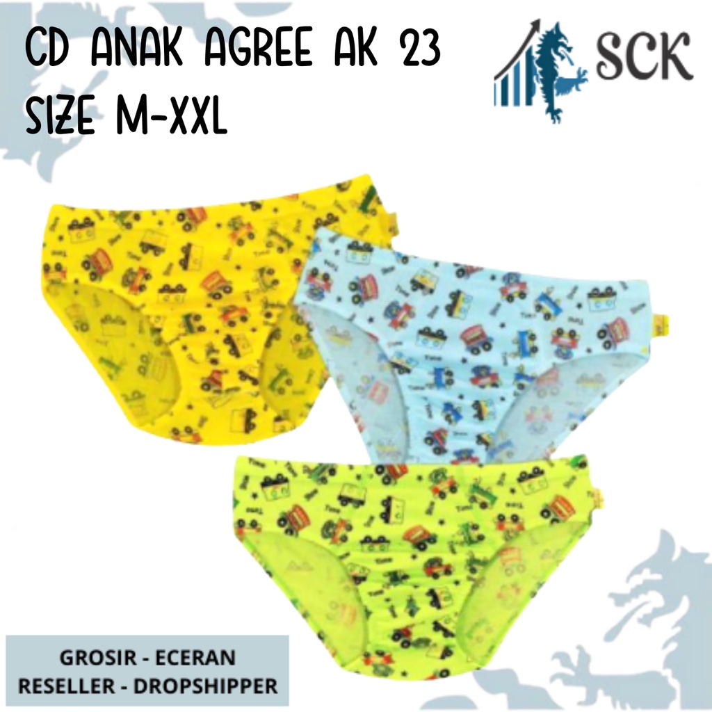 [ISI 3] CD AGREE AK-23 Kids Motif / Celana Dalam AGREE KIDS 023 Pinggang Karet / Pakaian Dalam Anak Laki-laki - sckmenwear GROSIR