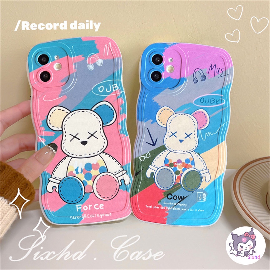 For Realme C25Y C21Y C35 C33 C30 C25 C15 C30s C31 C12 C11 C21 C20 C17 C3 10 9Pro+ 9i 7i 8i 6i 5i 5s Narzo 50A 50i Prime Fashion Color Ball Bear Couple Soft Wave Edge Case