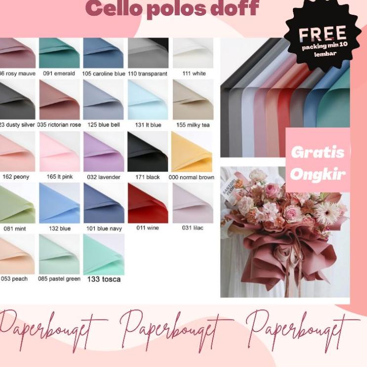 

Lebih Murah 20LEMBAR KERTAS CELLO POLOS DOFF/KERTAS CELLOPHANE/KERTAS BUKET BUNGA/KERTAS FLOWER WRAPPING PAPER