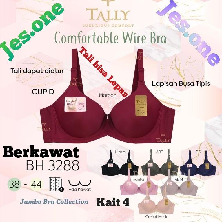 SALE Tally 3288 Bra BH cup D Jumbo Berkawat kait 4 Busa Tipis