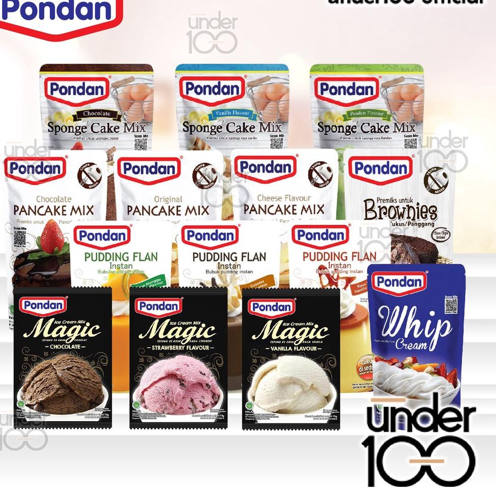 

C31 ❤ UNDER100 ❤ PONDAN Sponge Cake Mix | Pancake Mix | Brownies Kukus Panggang | Whip Cream | Pudding Flan | Ice Cream Mix Magic | Instant | BPOM PRODUK KEREN ヌ