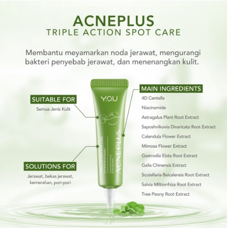 MFI - YOU AcnePlus Series Cica Herbs Derma Solution | Toner | Cleanser | Serum Moisturizer | Spot Care