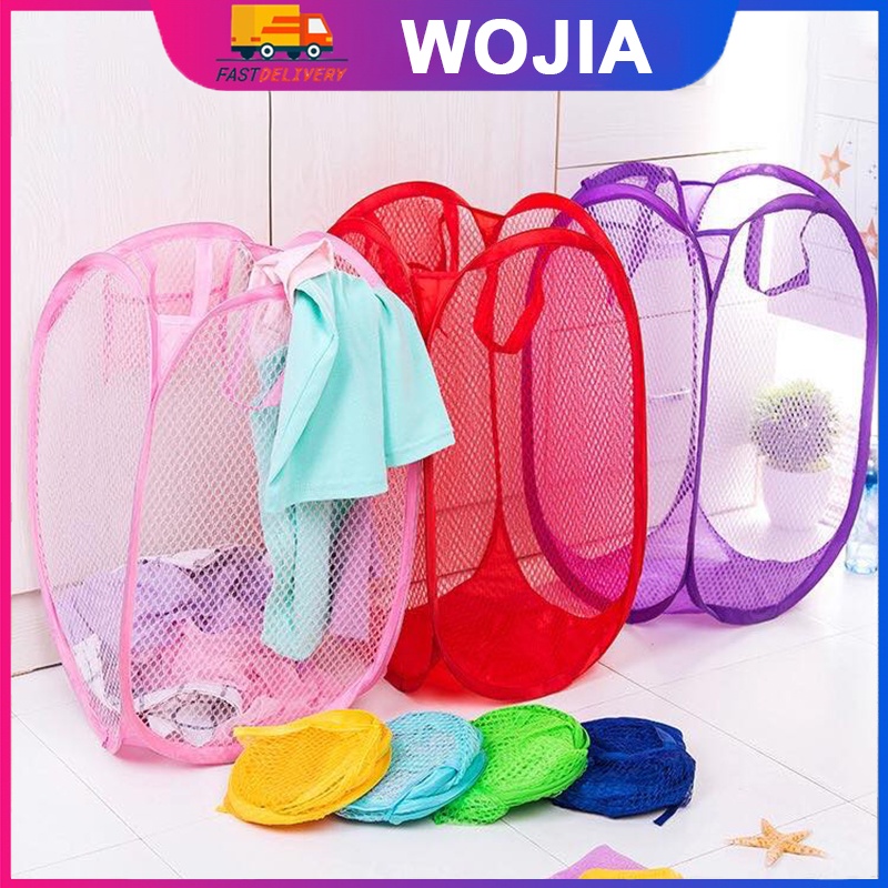 Keranjang Baju Kotor Lipat Kotak Tempat Pakaian Hamper Laundry Bag Wojia