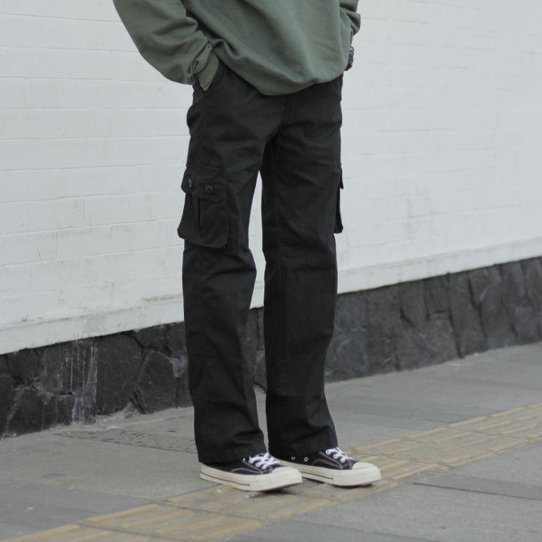 >XC26619<  Leone Cargo Pants Black / Celana Kargo Chino Pria GutenInc