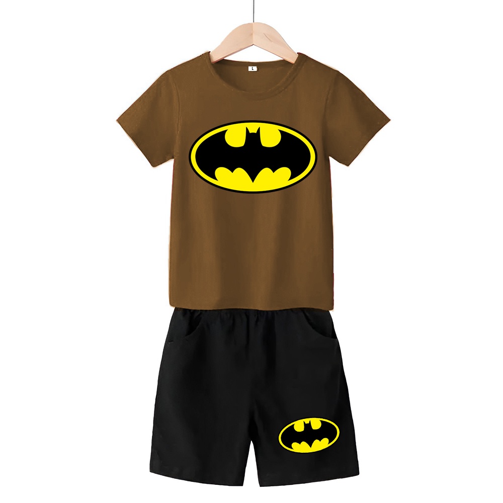 Baju Stelan 3/4 Anak  Bat man Cowok Cewek  Usia 1 - 4 Tahun Celana Pendek Harian