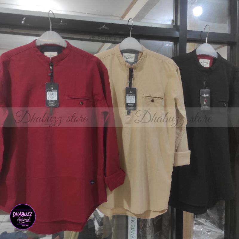 BAJU KEMEJA KOKO KEMKO PRIA LENGAN PANJANG ZYPER RESLETING FASHION TERBARU ORIGINAL AGERA 2023