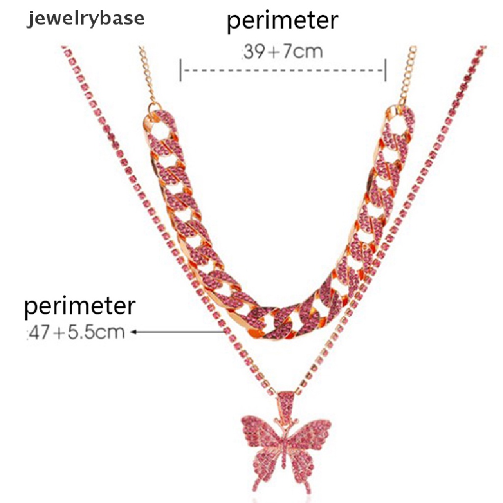 [jewelrybase] Elegan Putri Mulia Besar Kupu-Kupu Liontin Kalung Berlian Imitasi Rantai Untuk Wanita Bling Rantai Tenis Kristal Choker Kalung Perhiasan Butik