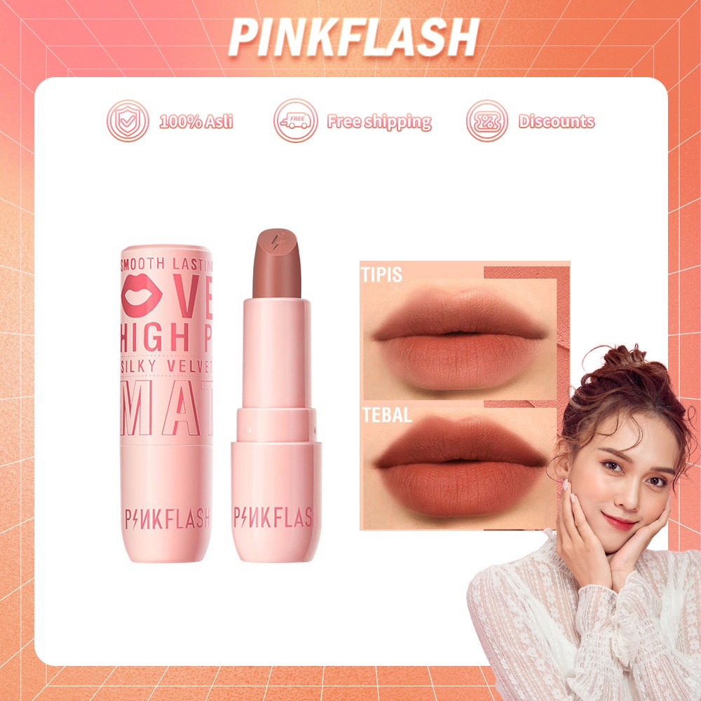 PINKFLASH PinkCoverGirl Lipstik Madam Kosmetik Velvet Matte Cream Lipstick High Pigment Lasting Silky Soft Smooth Creamy