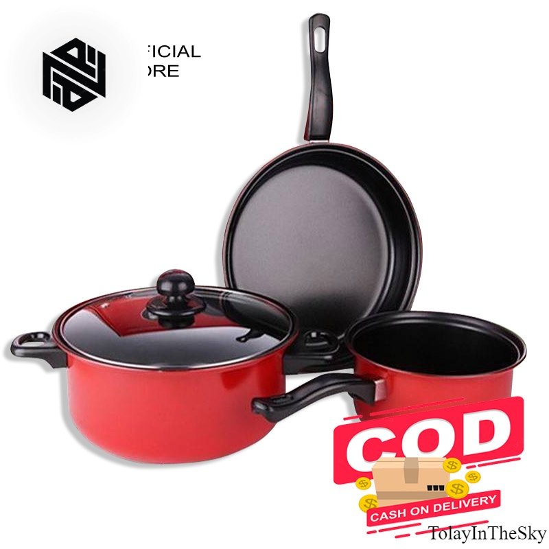 Panci Wajan Set Isi 3 Pcs SQRS / Panci Wajan Anti Lengket 1 Set