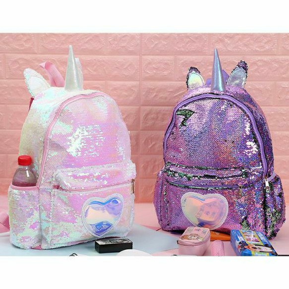 Tas Sekolah Ransel Anak Motif Sequin Usap Unicorn Frozen LOL Tas Ransel Anak SD / TK / Playgroup / Paud Backpack Anak Perempuan