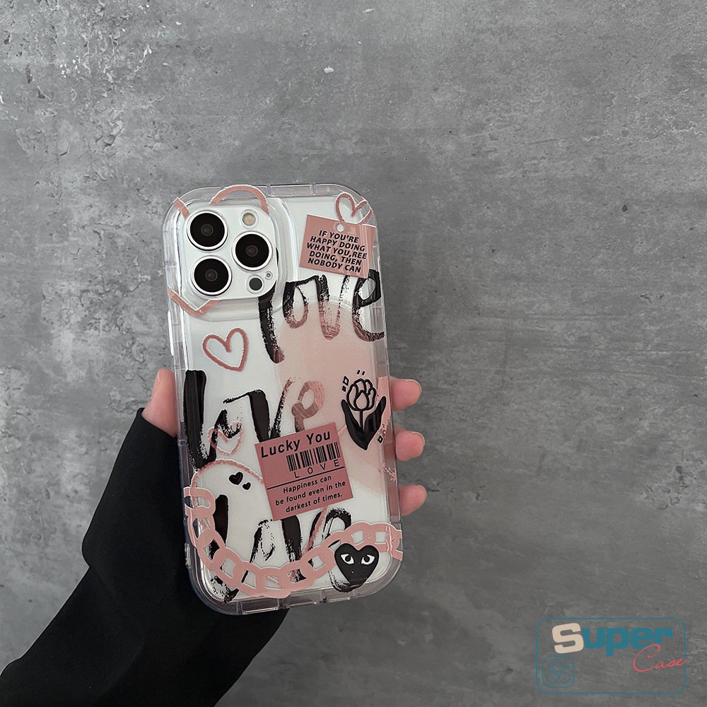 Casing Ponsel Transparan Untuk Redmi 12C 10C 9a1 10 9C 10A 9A 9T NFC POCO F4 Redmi Note8 Note10 9 11 11S 10S Kartun Graffiti Love Heart Label Lembut Tpu Airbag Shockproof Back Cover
